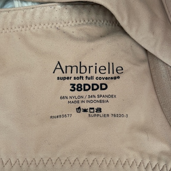 Ambrielle tan underwire padded bra super soft full coverage sz 38DDD criss cross - Picture 4 of 16